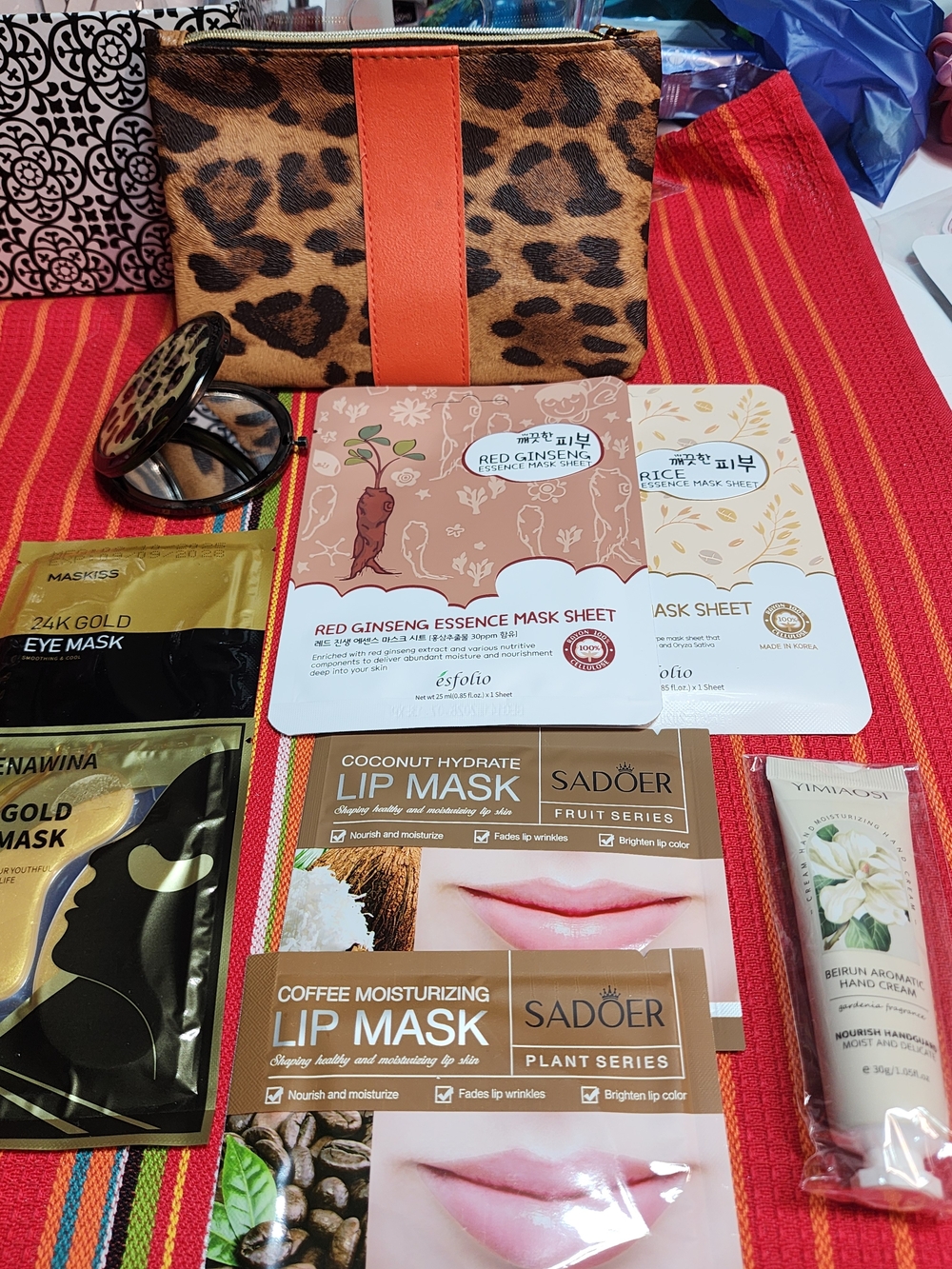 Self-Care Beauty Bundle | Ipsy Leopard Makeup Bag, Compact Mirror, Skincare